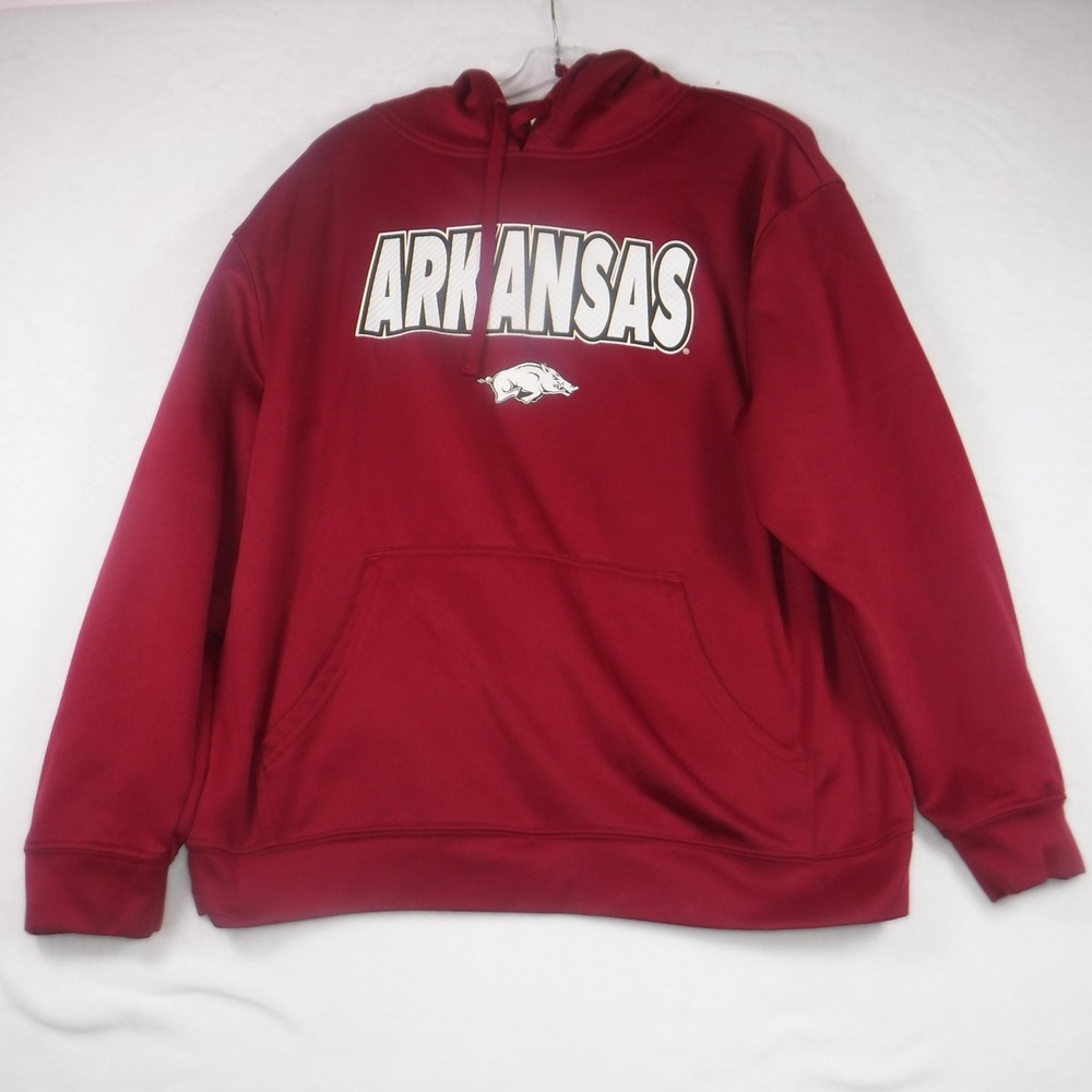 Russell Athletic Arkansas Razorbacks Hoodie‎ Mens Large Red Polyester Sweatshirt